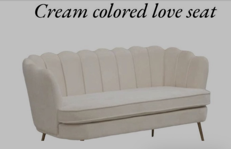 Cream colored loveseat